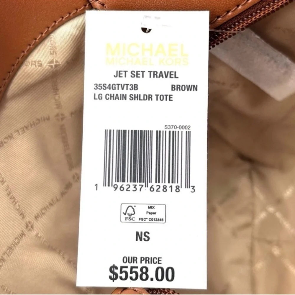 Michael Kors Large Jet Set Travel Chain Shoulder Bag Brown - Picture 12 of 12